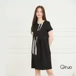 【QIRUO 奇若名品】春夏專櫃黑色短洋裝2223F 短版小洋裝(拼接)