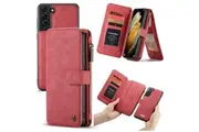 For Samsung Galaxy S21+ Plus Case Wild Horse Texture PU Leather Detachable Folio Case, Red