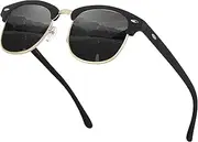 [Perkanion] Semi-Rimless Sunglasses Men Polarized Sun Glasses for Men Women Retro Driving Shades with UV Blocking 3016