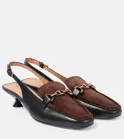 [Tod's] Tod's 35 leather slingback loafer pumps AU 7.5 black