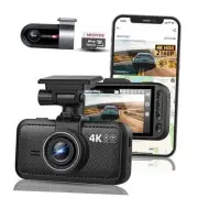Dash Cam Car Front Rear 4K+4K WiFi Bluetooth Dash Cam with 64GB SD Card, Dual
