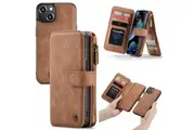 For iPhone 13 Case, Wallet PU Leather Detachable Folio Cover, Brown