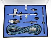 180K Airbrush Kit Dual Action Air Brush Kit Spray Gun Air Hose with 0.2mm/0.3mm/0.5mm Needle for Tattoo Cake Decorating Nail Beauty Painting Starter