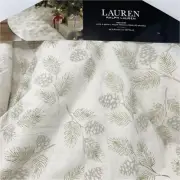 Lauren Ralph Lauren Christmas Tree Skirt Holiday Skirt Beige Gold Pine Cones 48"
