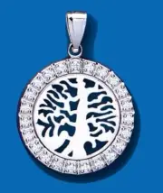 Cubic Zirconia Tree Of Life Pendant Sterling Silver