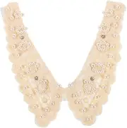 [WOFASHPURET] Shirt Fake Collar Choker Necklace Pearl Necklace Necklaces Ruffle Neck Collar Lace Collar Attachment Pearl Collar Insert Gothic Collar Choker Lace Collar Insert White Polyester