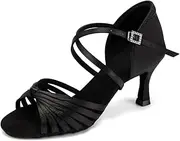 [YCALCP] Latin Dance Shoes Women's Salsa Tango Waltz Ballroom Professional Dance Shoes 7.5 cm Heel