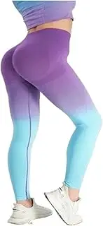 [AYTDNEHGK] Gradient Fitness Pants for Women Hip Lifting Tight Fitting High Waisted Quick Drying Long Pants Running Room Sports Pants(Blue,L)