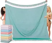 Oversized Turkish Beach Towel Blanket XXL Cotton Sandproof Towels Boho Woven Extra Large Big Sand Free Giant Throw Thick Blankets Huge Quilt XL Picnic Camping Necessities Cloud for Adult Gifts Teal