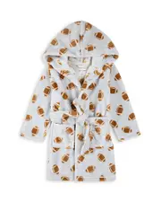 petit lem Boys' Football Print Plush Hooded Robe - Little Kid