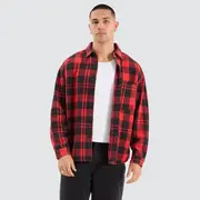 [Nena and Pasadena] Mare Dropped Shoulder LS Shirt Black/Red Check M