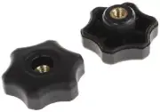 RS Pro BLACK SCALLOP HANDWHEEL KNOBS 40mm 10Pcs M6x9mm Thread, Brass Insert