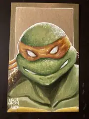 MICHELANGELO TMNT Original Art Chris McJunkin Acrylic Chipboard 2025 NEW!