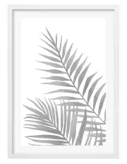 [Profile Australia] Australian Made Watercolour Palm Leaves Black Art Print A3 in White Frame