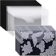 12 Pcs Stamp and Die Storage Bag with 12 Pieces Rubber Magnetic Sheets Clear Resealable Plastic Seal Bags Storage Pocket Large Stencil Envelope Case for DIY Scrapbooking Die Cutting (0.5 mm thickness)