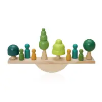 在飛比找蝦皮商城優惠-森林堆迭玩具 兒童益智平衡木玩具 木質森林積木 小人蹺蹺板