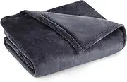 Heated Plush Blanket Twin Charcoal