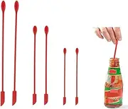 6Pcs Small Makeup Spatulas Set, Double-Ended Multifunctional Mini Silicone Spatula Scraper Set Long Spoons for Make Up Cosmetics Kitchen Food Thin Jars Bottles Narrow Cans (red, 3 Sizes)