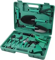 Garden Tools Set 10 Pcs Stainless Steel Garden Tool Kit with Carrying Case Heavy Duty Gardening Work Set Gardening Gifts for Women Gardener