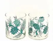 Libbey Christmas Green Pinecone 4" Round Candle Votive Vase Jar - Set of 2