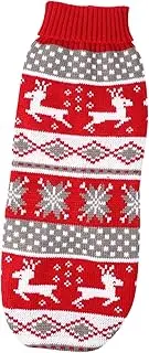 HYTROVE Christmas Elk Pattern Dog Sweater Warm Knitted Pet Clothes for Holiday Parties Daily Wear Chic Comfortable Design for Your Furry Friend