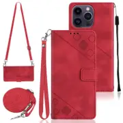 Leather Case Card Wallet Cover with Strap For iPhone 12 13 14 Pro Max 14 Plus