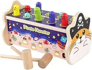 ERINGOGO 1 Set Wooden Hammer Beat for Colorful Educational Coordination Blocks Great for Hand Eye Coordination Development Present for Boys and Pirate Hamster