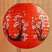 Paper Lamp Shade, 12 Inch Hanging Lamp Shade, Round Foldable Chinese Lanterns, Paper Lanterns Party Decorations for Home, Dining Room, Bedroom, Kitchen, Teahouse, Plum Bossom