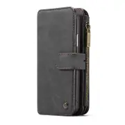 Pu Leather Case For Iphone Xr With Card Slot and Holder and Zipper Wallet and Photo Frame (Black)