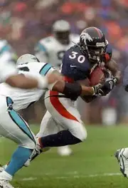 Running back Terrell Davis Denver Broncos runs with the ball the C- Old Photo