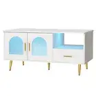 Artiss LED Coffee Table End Table Open Shelf Drawer Storage Living Room White