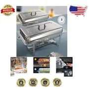 9QT Stainless Steel Chafing Dishes Set of 2 with Mirror Polishing & Safety Edges