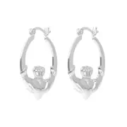 New Sterling Silver Large Claddagh Creole Hoop Earrings Silver For Her