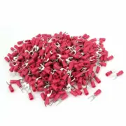 A● 1000 x Red Silver Tone 1.25-4S Insulated Spade Cable Terminal for AWG 22-16