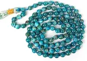 [Jaipur Gems Mart] Natural AAA Apatite 108 Mala Necklace| Apatite Mala|108 Prayer Beaded Mala Necklace| Hand Knotted Mala Bracelet | Japa Mala| 8mm Round Beads| Meditation Tassel |Buddhist Mala