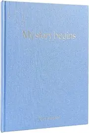 Baby Memory Book, Luxury Keepsake Gift for Mum to be, Linen Baby Book Memories Keepsake, Milestone Record & Photo Album Birth to Age 5, Journal Scrapbook Photo Album for Boy & Girl, Blue