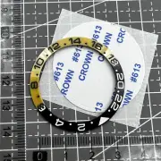 38mm Ceramic Slope GMT Black+Yellow Watch Bezel Ring for SUB 007 Watch