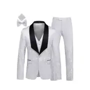 Mens 2 Piece white Tuxedo Slim Fit Floral shimmer Jacket 38, Pants 34