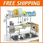 304 Stainless Steel Adjustable Over Sink Dish Drying Rack - Space Saver Design