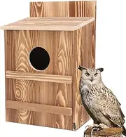 Owl House,Wooden Owl Box Birdhouse - Circular Opening, Easy Assembly, Large Birdhouse for Kestrels Birds, Includes Mounting Screws