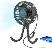 Rechargeable Stroller Fan | USB Rechargeable Low Noise Fan | Black 3-Speed Personal Fan, Portable Handheld Fan for Crib, Car Seat, , Travel
