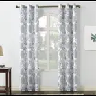 Set of 3 Panels Yuto Medallion Floral Light Filtering Top Curtain Panel White