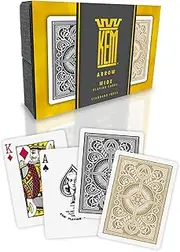 KEM Arrow Black and Gold Plastic Playing Cards, Standard Index, Poker Size, Premium Playing Cards, Casino Grade Poker Playing Cards, 2 Decks of Cards