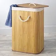 Large Laundry Handles laundry Basket, Cotton Rope Laundry Hamper, Storage Basket Bamboo Woven Basket Dirty Clothes Hamper Organizer Rectangle