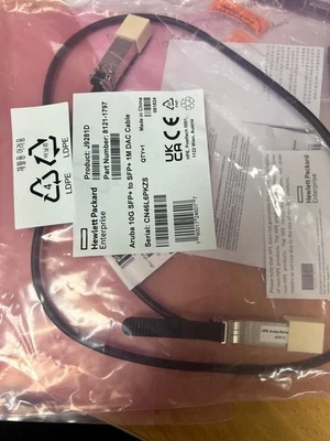J9281D Aruba HPE 10G SFP+ to SFP+ 1m DAC Cable New