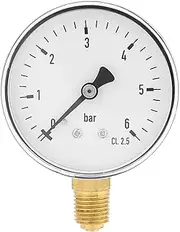 1/4 in Pressure Gauge, Metal Air Hydraulic Pressure Gauge, 0 to 6 bar Portable Side Mount Manometer, Manometer Pressure for Air Compressor Water Oil Gas