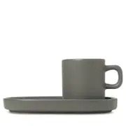 Blomus Pilar Espresso Cups with Trays, Set of 2