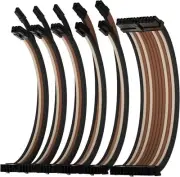 Asiahorse Brown Off White Sleeved PSU Extension Cable Kit 16AWG Cotton Custom PC