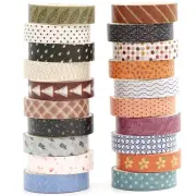 20 Rolls Basic Patterns Washi Tape Set Skinny Masking Creative Decorative Tapes
