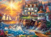 Jigsaw puzzle Landscape Seascape Above the Fray Rocky Cliff 1000 Piece NEW